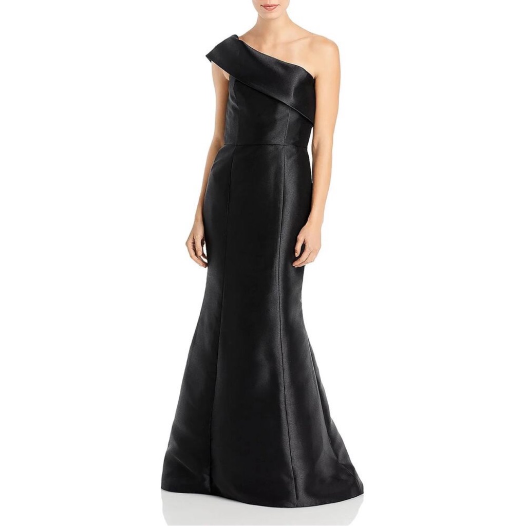 Amsale Mikado Black Off-The-Shoulder Mermaid Trumpet Formal Gown Size 4 Nwt